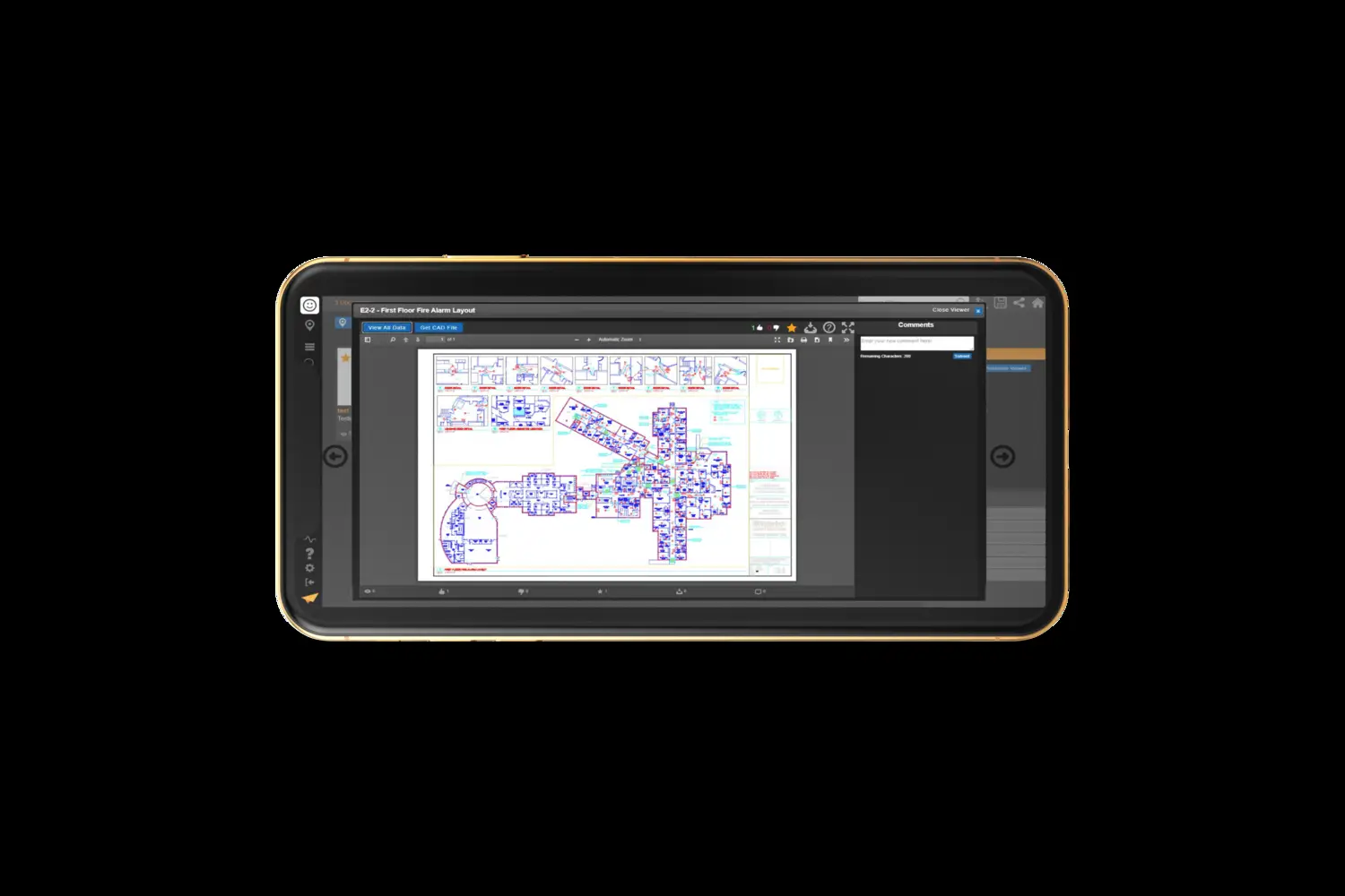 Echo Software on gold iPhone with CAD drawings on screen