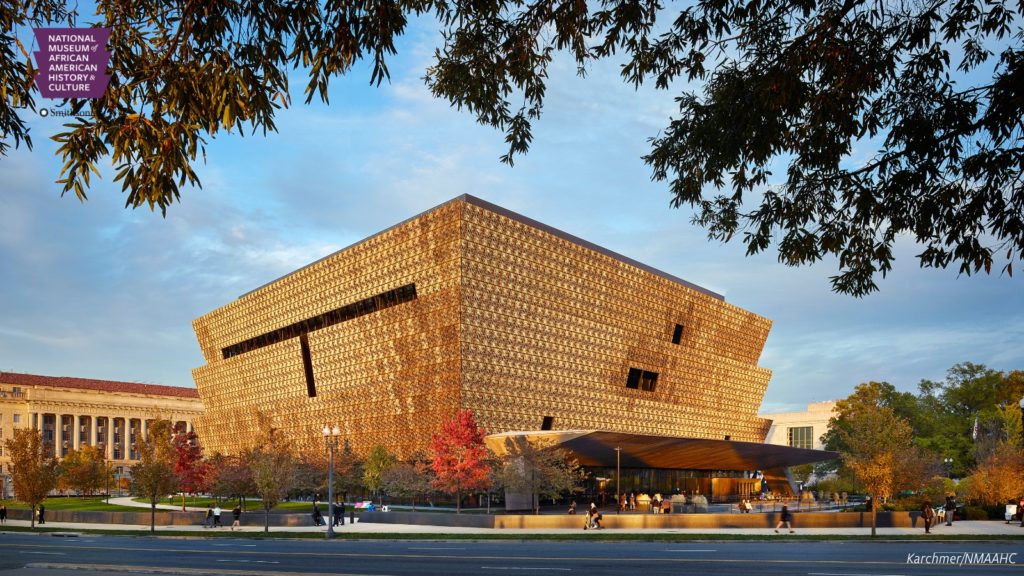 Photograph of the Smithsonian Museum of African American History and Culture.